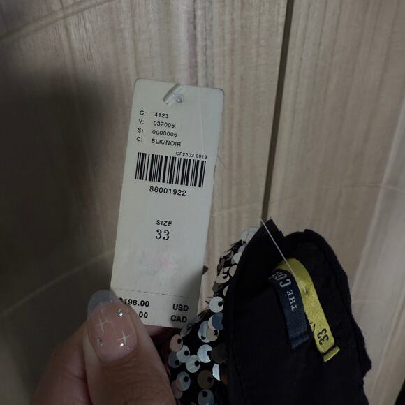 Anthropologie Colette Cropped Wide Leg Sequin Pants Black Silver Maeve Size 33 - Picture 8 of 11